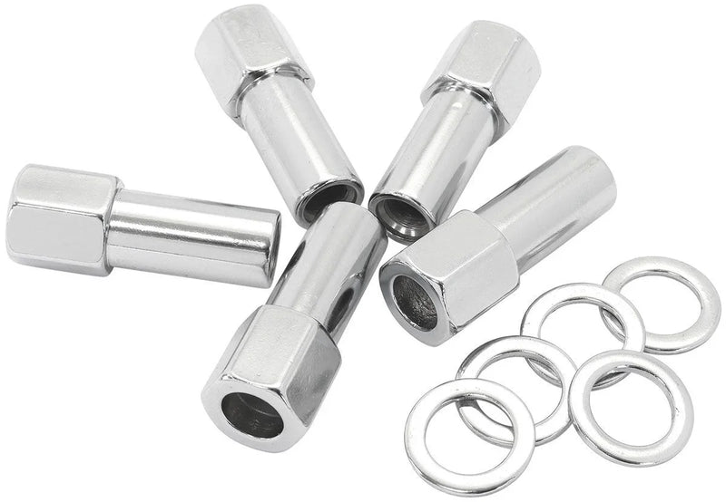 1.380" Shank OpenChrome Wheel Nuts - M14 x 1.50mm Pack of 5, Washer Seat with Shank - Mount Performance Parts