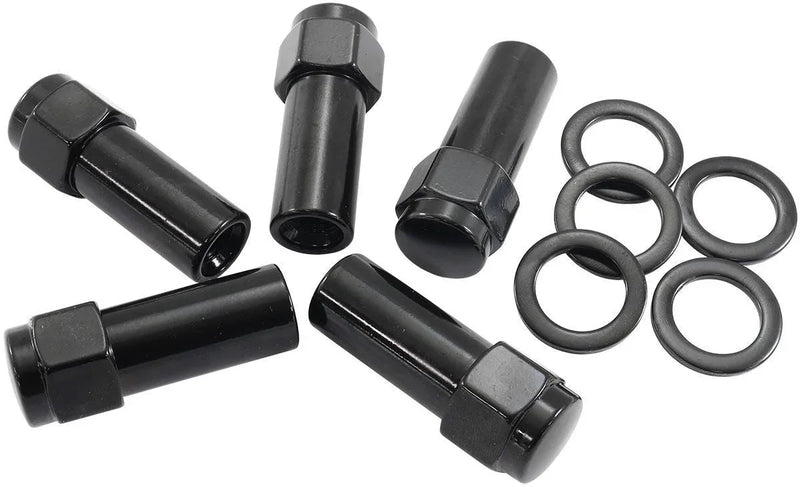 1.380" SHANK CLOSED BLACK WHEEL NUTS - 1/2-20" PACK OF 5 - Mount Performance Parts