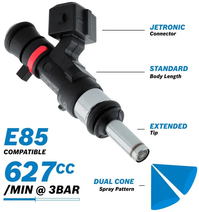 Bosch Motorsport 627cc EV14 Medium JETRONIC Fuel Injector with Extended Tip - Mount Performance Parts
