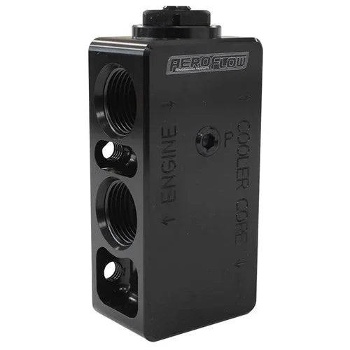 AEROFLOW Billet Aluminium Oil Thermostat 4 x -10 ORB ports, 1/8" NPT Port - Mount Performance Parts