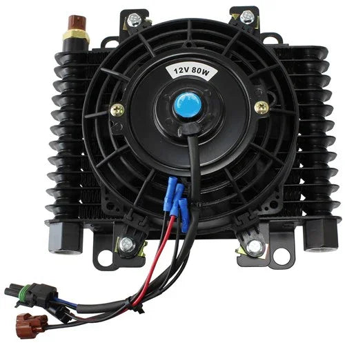 AEROFLOW Competition Oil & Transmission Cooler -10 ORB, 10" x 7-1/2" x 3-1/2", with Fan & Switch - Mount Performance Parts