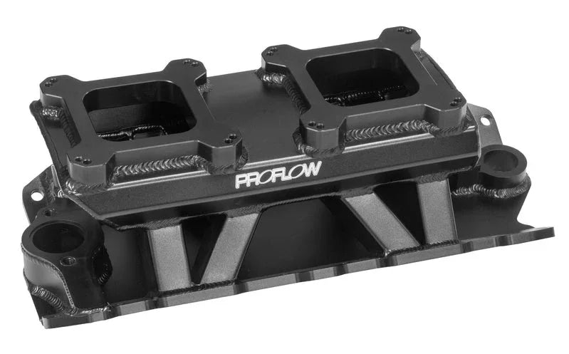 Proflow SuperMax Intake Manifold, Tunnel Ram, For SB Chevrolet, Fabricated Black, Dual Quad Carburetted - PFEM64241 - Mount Performance Parts