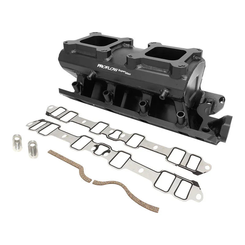 Proflow SuperMax EFI Intake Manifold w/Fuel Rails, Suit SB Ford 289-302W, Tunnel Ram, Fabricated Black, Dual 4150 Throttle Bodies - PFEM64243 - Mount Performance Parts
