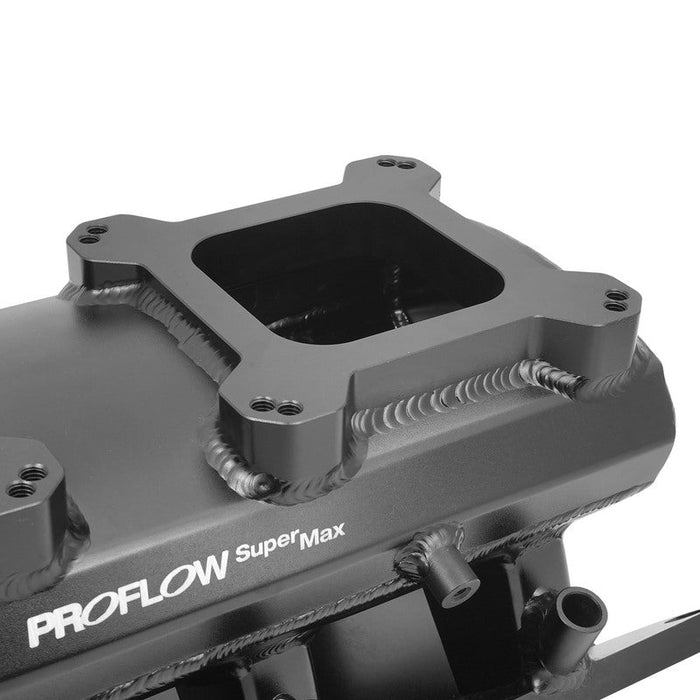 Proflow SuperMax EFI Intake Manifold w/Fuel Rails, Suit SB Ford 289-302W, Tunnel Ram, Fabricated Black, Dual 4150 Throttle Bodies - PFEM64243