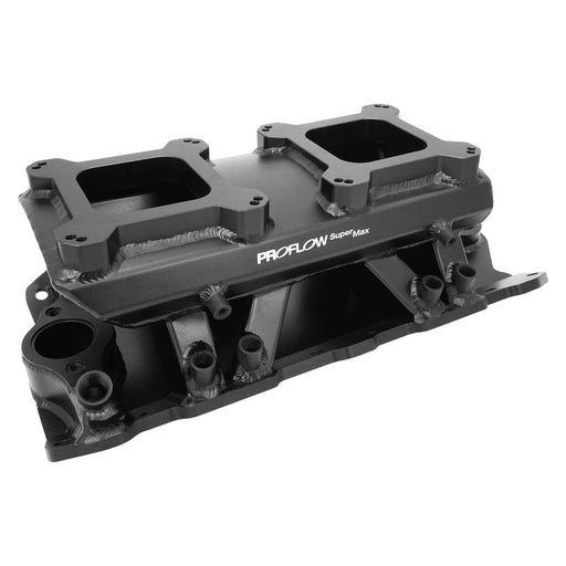 Proflow SuperMax, SB Chev, EFI Intake Manifold w/ Fuel Rails, Tunnel Ram, Fabricated Black, 4150 Throttle Body - PFEM64245 PFEM64245