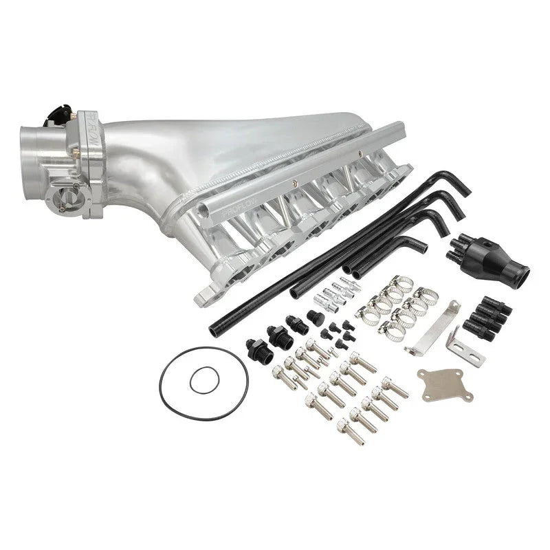Proflow Intake Manifold Kit, Fabricated Aluminium, Polished, For Nissan RB26 Inlet Plenum, 90mm Throttle Body, Fuel Rail - PFEM67526 - Mount Performance Parts
