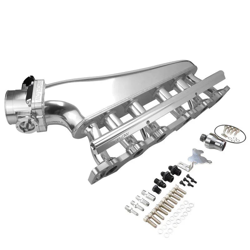 Proflow Intake Manifold Kit, Fabricated Aluminium, Polished, For Nissan, Commodore RB30, Inlet Plenum, 90mm Throttle Body, Fuel Rail Kit - PFEM67530 - Mount Performance Parts