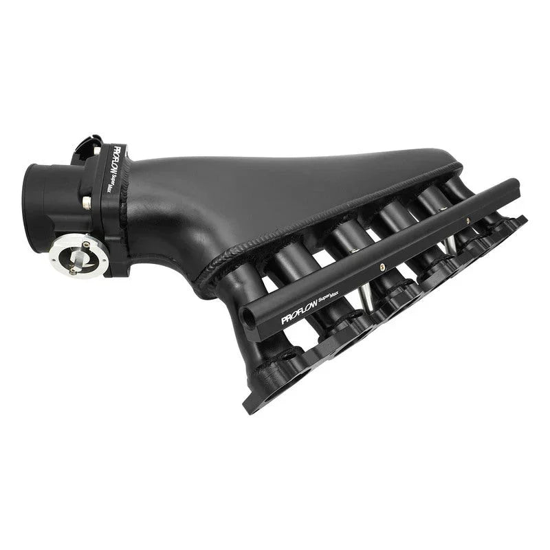 Proflow Intake Manifold Kit, Fabricated Aluminium, Black, For Nissan TB48 Inlet Plenum, 90mm Throttle Body, Fuel Rail - PFEM67535BK - Mount Performance Parts