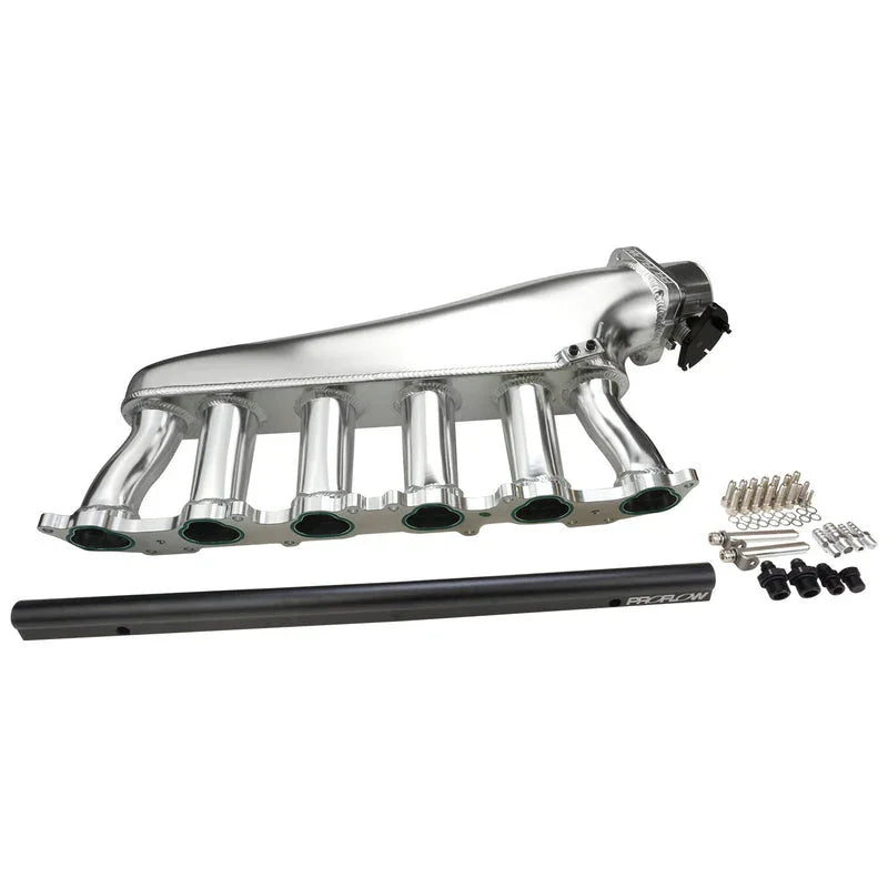 Proflow Intake Manifold Kit, Fabricated Aluminium, Polished For Toyota 1FZ-FE Inlet Plenum, 90mm Throttle Body, Fuel Rail - PFEM67545 - Mount Performance Parts