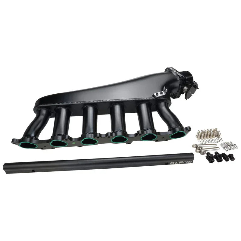Proflow Intake Manifold Kit, Fabricated Aluminium, Black For Toyota 1FZ-FE Inlet Plenum, 90mm Throttle Body, Fuel Rail - PFEM67545BK - Mount Performance Parts
