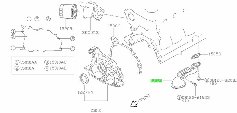 Genuine Nissan RB26 (4WD) Oil Strainer Pick Up Assembly