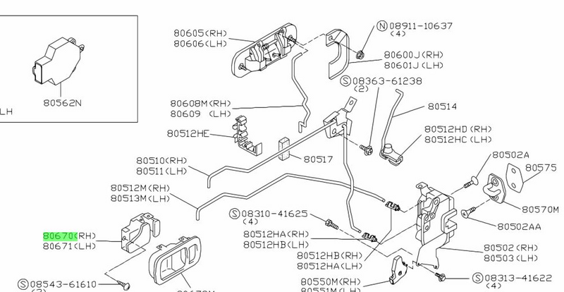 GENUINE NISSAN R32/A31/C33 RH INTERIOR DOOR HANDLE