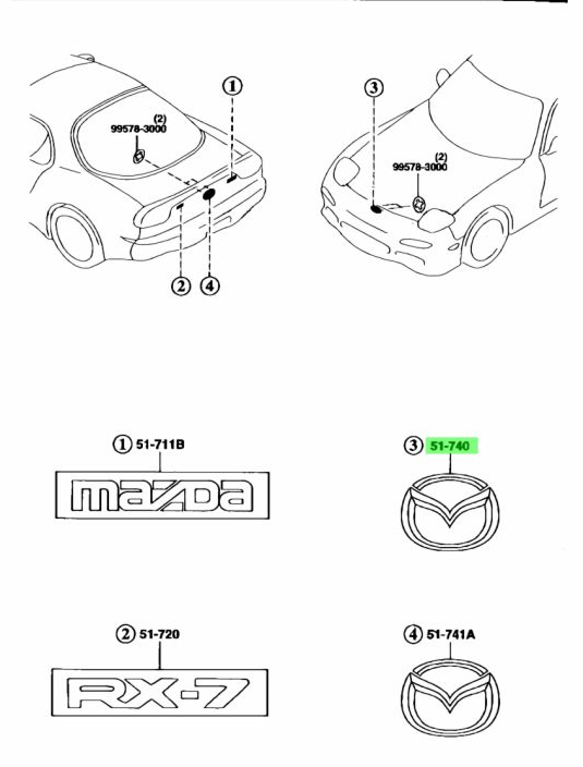 GENUINE MAZDA FD3 RX7 FRONT BADGE