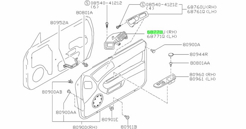 GENUINE NISSAN S14 RH AIR-CON DOOR VENT