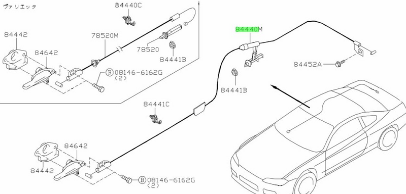 GENUINE NISSAN S15 BOOT LID/FUEL DOOR CABLE