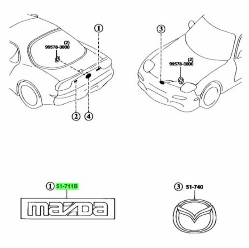 Mazda RX7 FD3S Rear (Mazda) Emblem/badge