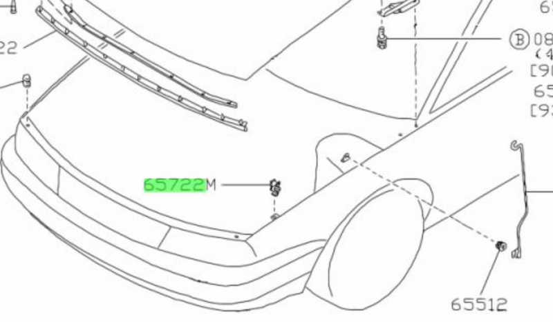 Genuine Nissan Bonnet Stay Holder clip -S13/C33/A31/R32