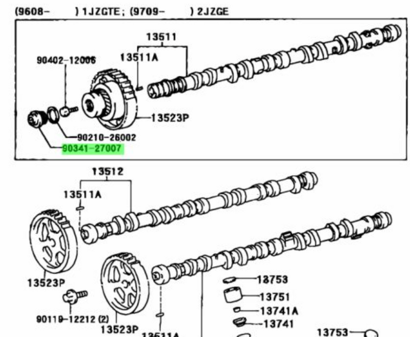Genuine Toyota 1JZ & 2JZ VVTI Cam Gear Bolt