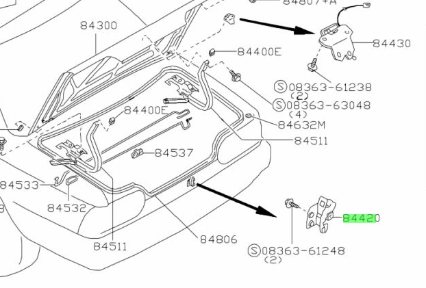 GENUINE NISSAN S14/S13/R32 BOOT STRIKER ASSEMBLY