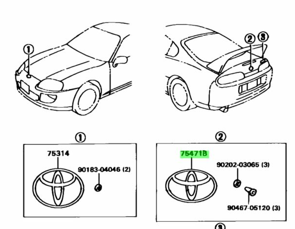 Genuine Toyota JZA80 MK4 Supra Rear Hatch Badge