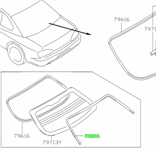 GENUINE Nissan S15 REAR WINDOW UPPER MOULDING
