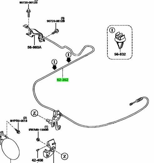 GENUINE MAZDA FD3 RX7 FUEL DOOR AND HATCH CABLE