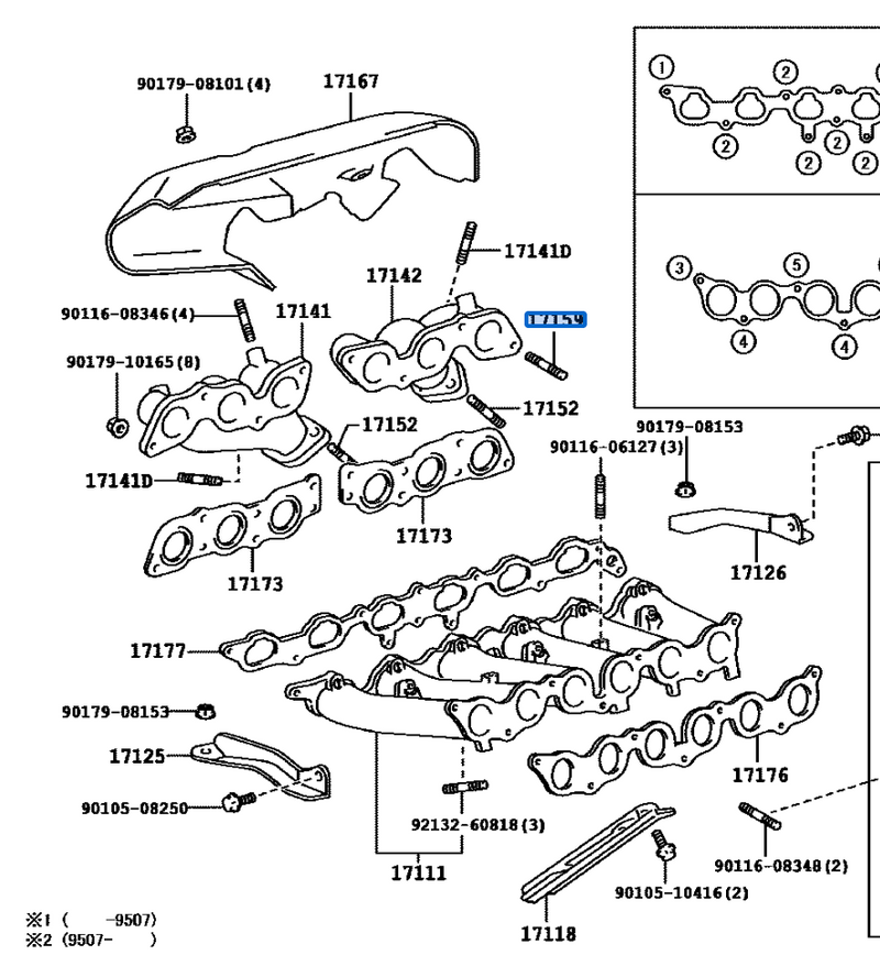 GENUINE TOYOTA 1JZ / 2JZ EXHAUST MANIFOLD STUD