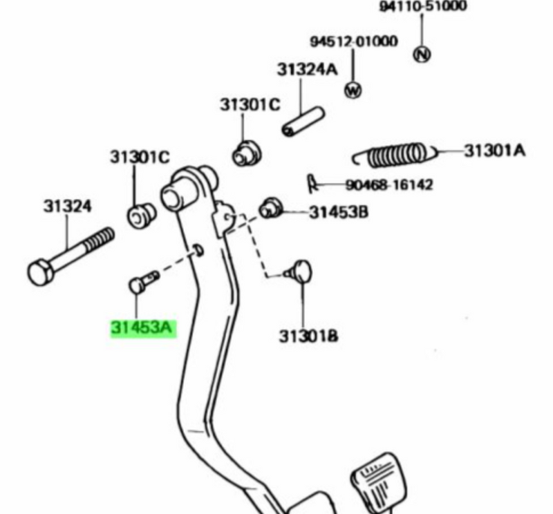GENUINE TOYOTA BRAKE / CLUTCH PEDAL CLEVIS PIN (SUPRA / CHASER / ALTEZZA / CROWN / SOARER)